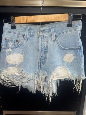 Levi's Light Blue Distressed Denim Cutoff Shorts